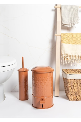 The Mia Prizma Çöp Kovası Banyo Terracota 5 Lt Beyaz