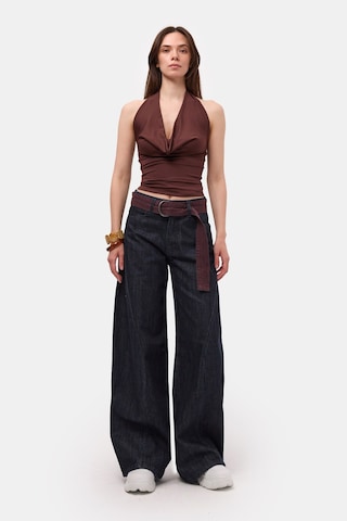 Itsbasic Kadın İndigo Selvedge 7s6-50 Barrel Fit Kemer Detaylı Tasarım Denim Jean