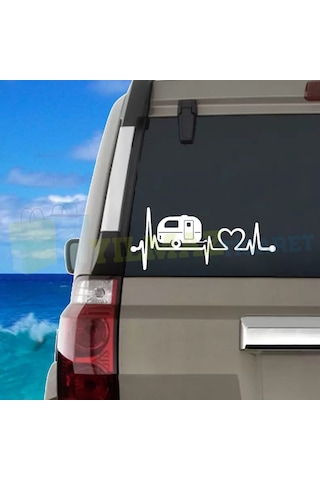 Karavan Kalp Ritim Atışı Oto Sticker Yapıştırma Etiket Çıkartma