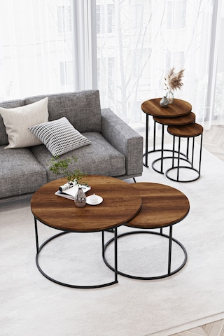 Paris Orta Sehpa 2'li Siyah Metal - Barok Tabla