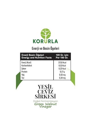 Yeşil Ceviz Sirkesi Doğal Fermantasyon 500 Ml
