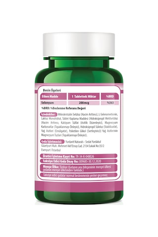 Yurdavit Selenium L-Selenometionin 200 Mcg 120 Tablet