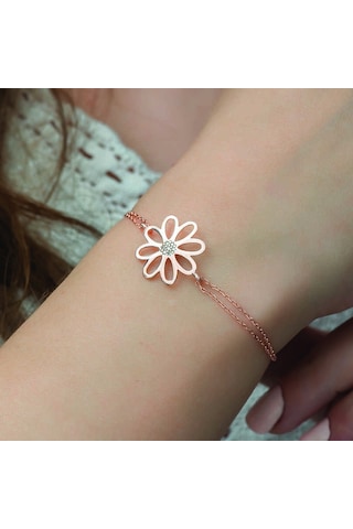 Gümüş Rose Çiçek Bileklik Gümüş - Rose