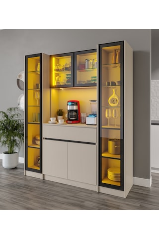 Lora Maxi Kum Beji Komple Mdf Led Aydınlatmalı Kahve Köşesi
