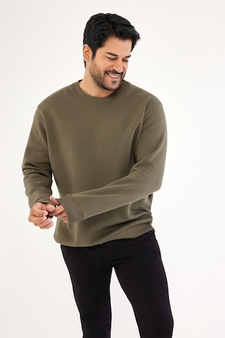AC&Co / Altınyıldız Classics Erkek Hakı Standart Fit Normal Kesim İçi Polarlı Bisiklet Yaka Sweatshirt Haki