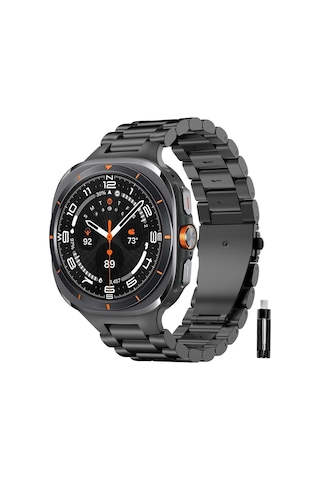 Samsung Galaxy Watch 7 Ultra 47mm Uyumlu Paslanmaz Çelik Akıllı Saat Kordonu Metal Toka