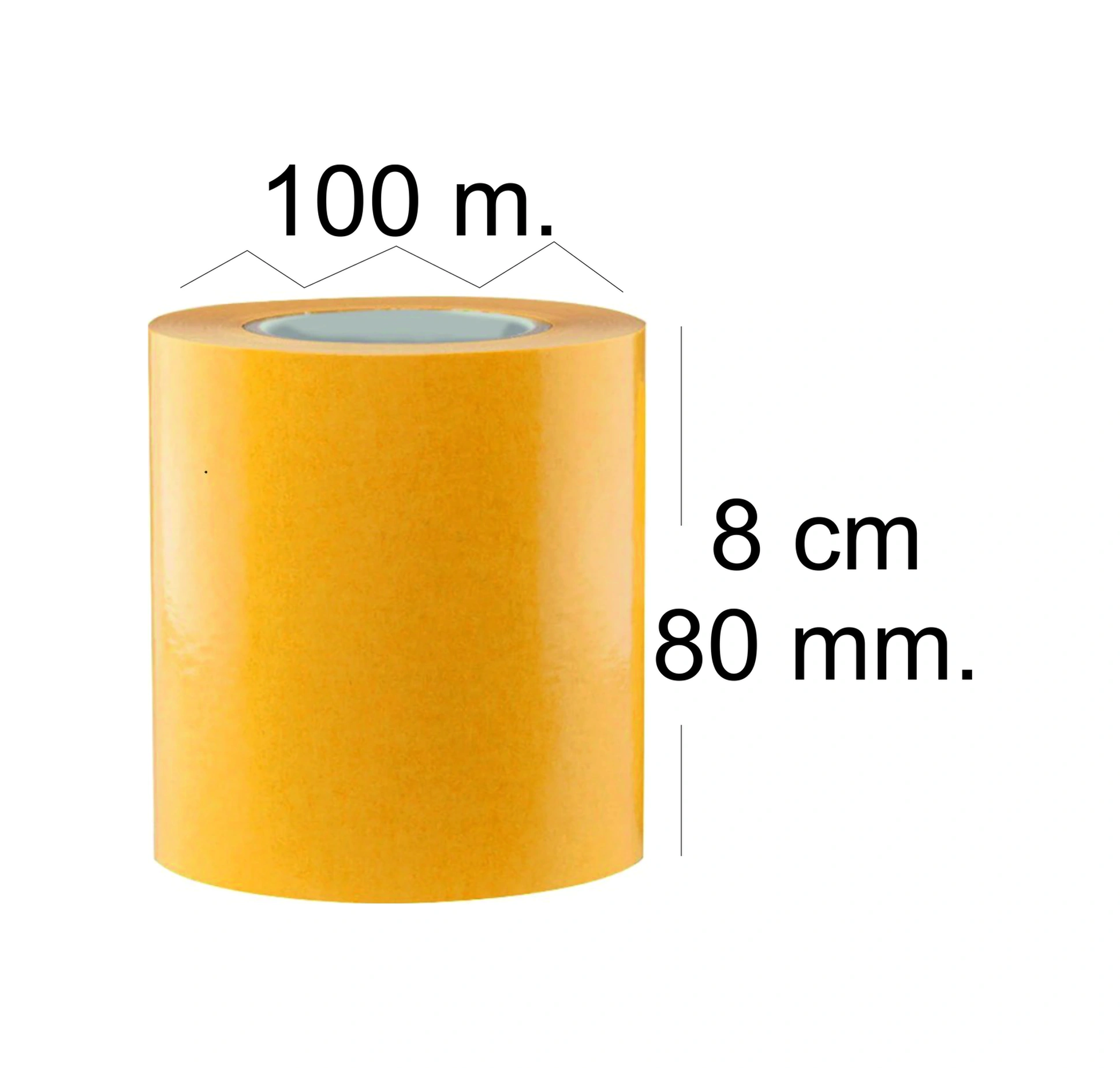 Çift Taraflı Şeffaf Sarı Bant 100 M. Uzunlukta 80 Mm Eninde 1