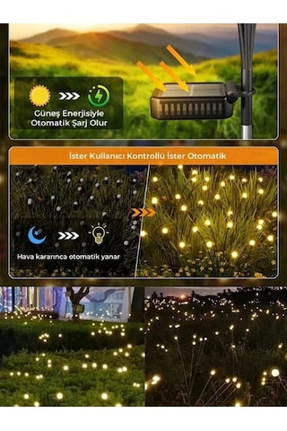 4 Adet 6 Led'li Güneş Enerjili Ateş Böceği Çiçek Lamba