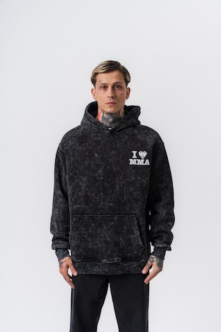 Respire Erkek Mma Baskılı Kapüşonlu Oversize Hoodie Siyah