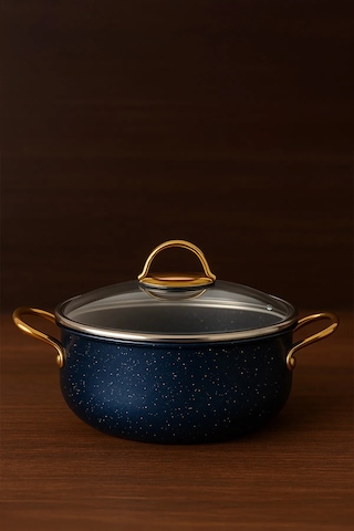 Yunusoğlu Home 30 Cm Derin Granit Tencere 7.5 Litre, Gold Metal