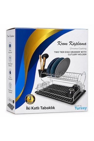 Krom - Metal 2 Katlı Tabaklık - Bulaşıklık 5250 Diğer