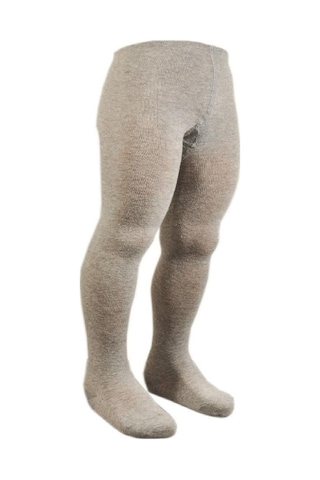 DESIGN PAMUKLU KÜLOTLU ÇORAP - 5 YAŞ-Gri