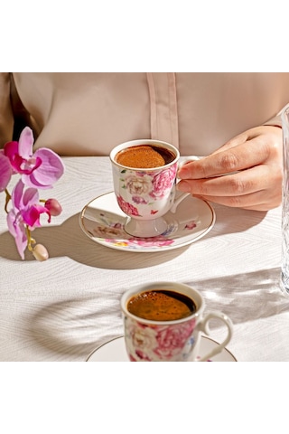 Nehir Öykü 6 Kişilik 12 Parça Porselen Kahve Fincan Takımı