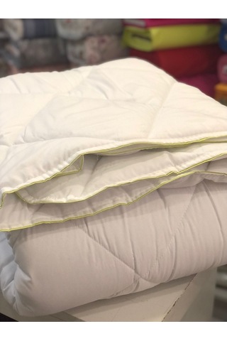 Polo Life Bambu Yorgan Renkli Biyeli Çift Kişilik Beyaz