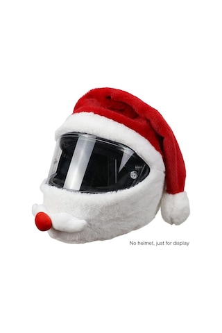 Kangvka Motorsiklet Kaskı İçin Noel Şapka Kask Dahil Değil - Kadife Malzeme, Çoğu Kaska Büyüklüğüne Uyumlu Kırmızı