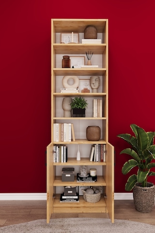 Asra Trend K-32 %100 MDF 60 cm Kapaklı Kitaplık Raflı Ofis Dosya Dolabı Safir Meşe