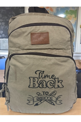 Kaliteli Siyah Vintage Salaş Baskılı Disayn Günlük Gezi Okul Sırt Çantası Revilla Bag 28x38cm Bej - Beyaz