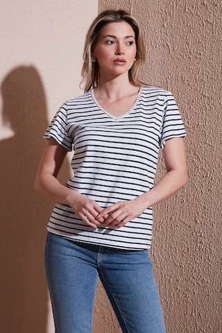 Fashion Friends Bayan T Shirt 25y0478k1 Lacivert-çizgili Lacivert-çizgili Lacivert