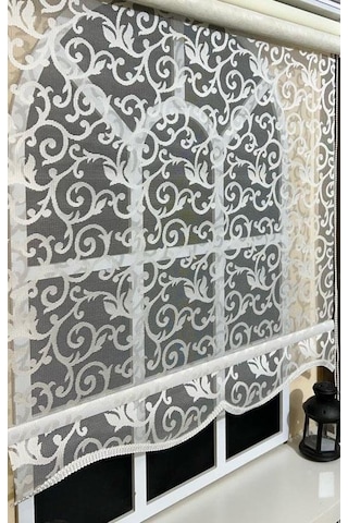 Çift Mekanizmalı Kirli Beyaz Tül Perde Ve Ekru Stor Perde Stb-103