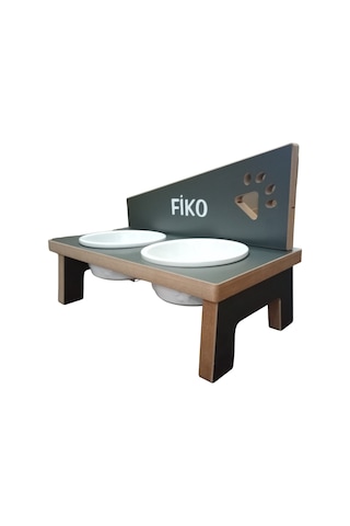 Realwood Özel İsimli Seramik Kaplı Kedi Köpek Mama Su Kabı Stantı