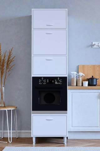Eliusta Viramo Mikrodalga/ankastre Fırın Dolabı 4 Kapaklı Depolama Alanlı 60x217x56 Cm Modüler Dolap Beyaz