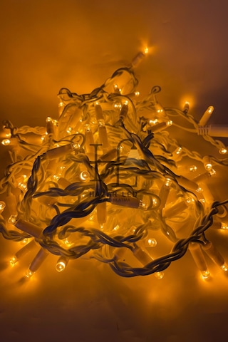 2 Metre Saçak Led 144 Ledli 16 Saçaklı Eklenebilir Ip65 Dış Mekan Sarı Amber Dekoratif Led Işık Yılbaşı Süsü Amber