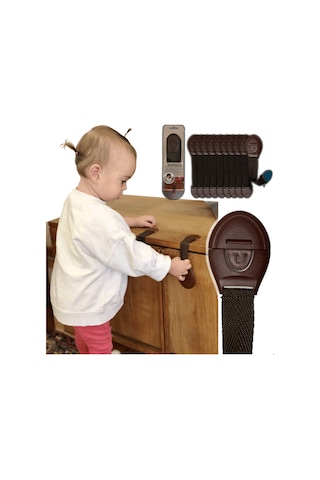 Çocuk Bebek Çekmece Dolap Güvenlik Kilidi Çok Amaçlı Kilit Kahverengi 10 Adet Çok Renkli