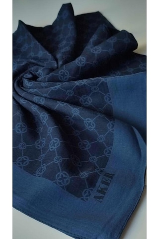 Lacivert Elegance Monogram Eşarp Lacivert