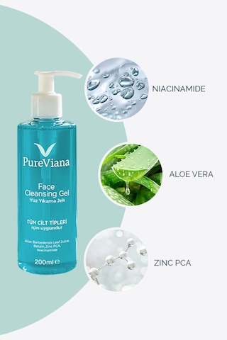 Pureviana Siyah Nokta Akne Karşıtı Gözenek Temizleyici ve Sebum Dengeleyici Yüz Temizleme Jeli 200 ML
