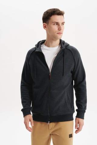 AR-MA Arma Erkek Örme Fleto Cepli Kapüşonlu Selanik Sweatshirt Regular Fit, Pamuk Polyester K30324698402 Gri