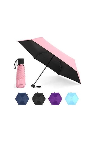 Novahub 6 Kollu Katlanır Uv Koruma Şemsiye - Pembe, Su Geçirmez, Taşınabilir, Seyahat İçin İdeal