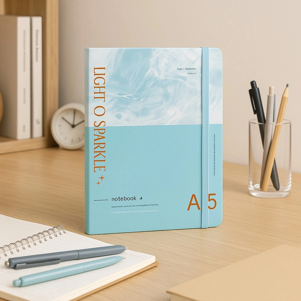 2 Adet Çizgili Defter Ajanda - Uçlu Kalem Hediyeli Light Of Sparkle A5-a6 Mavi