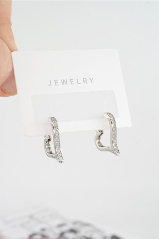 Byzeynaaksesuar Kadın Özel Tasarım Zirkon Taşlı 2'li Minimal Küpe 0004 Çok Renkli