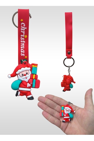 Yılbaşı Temalı Anahtarlık Yeni Yıla Özel Sevimli Ve Anlamlı Hediye Gümüş - Kırmızı