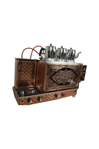 BAKIR ÇAY KAZANI + 3 ADET BAKIR DEMLİK + BAKIR DAVLUMBAZ SET