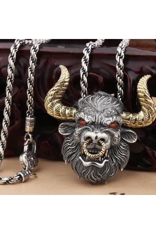 Soulader Erkek Viking Boğa Başkanı Kolye Retro Punk Tarzı İskandinav Mitolojisi Kolyesi Klasik Hayvan Figürlü Kişilik Aksesuar Çok REnkli