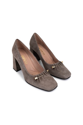 Tamer Tanca Kadın Hakiki Deri Vizon Süet Topuklu Ayakkabı 1129 101 Bn Ayk Sk25-26 Vızon Suet Vizon