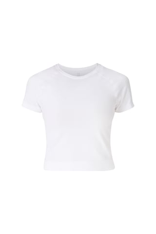 Sweaty Betty Sweaty Betty Athlete Crop Seamless Workout Kadın Beyaz Tişört 100 Beyaz