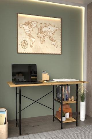 60x120 Metal Ayaklı 2 Raflı Çalışma Ofis Masası  Atlantik Çam
