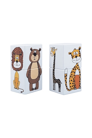 Küpss Manyetik Bloklar Puzzle Hayvanlar İki Parçalı -4 Küp