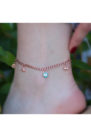 Rose Gold Kaplama Gümüş Dilek Halhalı Gümüş