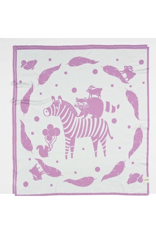 Organik Triko Bebek Örtüsü, Zebra 80x90 , Lila
