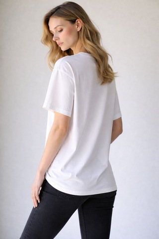 Normal People Alva - Basic Oversize T-shirt / 100%cotton Beyaz