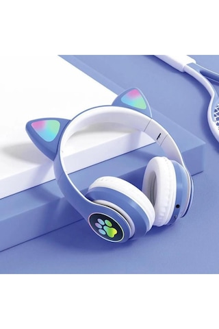 Kedi Kulağı Detaylı Kablosuz Rengarenk Işıklı Bluetooth Rgb Çocuk Oyuncu Kulaklık Üstün Performans