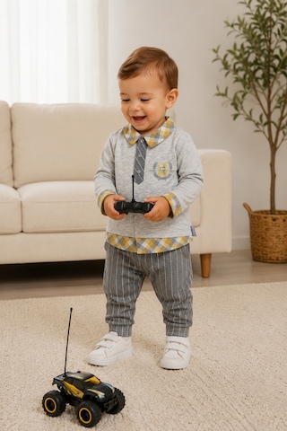 Babyhola Erkek Bebek Çocuk Takım Pamuklu 14028 Gri