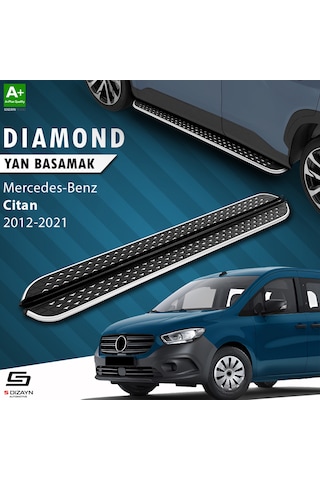 S-dizayn Mercedes Citan Uzun Şase Diamond Krom Yan Basamak 223 Cm 2012-2021 A+ Kalite