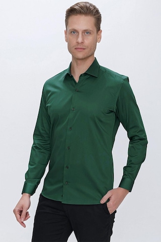 Efor Gk 669 Slim Fit Yeşil Klasik Gömlek Yeşil