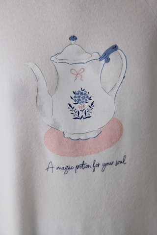 Penti Kırık Beyaz Tea Time Bisiklet Yaka Termal Etkili Sweatshirt Pijama Üstü