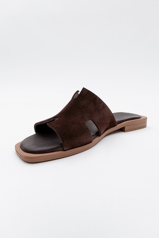 Luvishoes Luvi Shoes Jez Kahverengi Süet Hakiki Deri Kadın Terlik Kahverengi