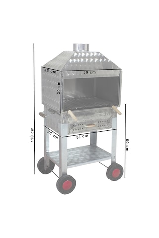 Metehan MTH-201 Davlumbazlı - Çekmeceli - Lama Izgaralı - Dört Tekerlekli Mangal